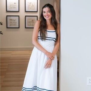 White and Navy Striped Dress
